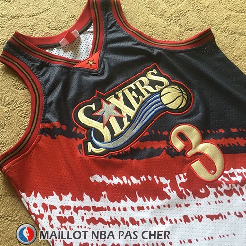 Maillot Philadelphia 76ers Allen Iverson Mitchell & Ness Noir Rouge